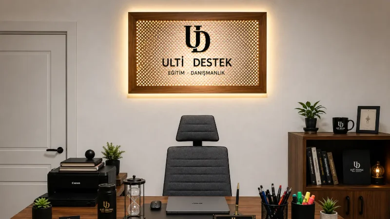 Ulti Destek logosu ve çalışma masası görseli